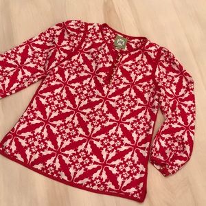 Elizabeth McKay Silk Red Elephant Blouse - Size 8